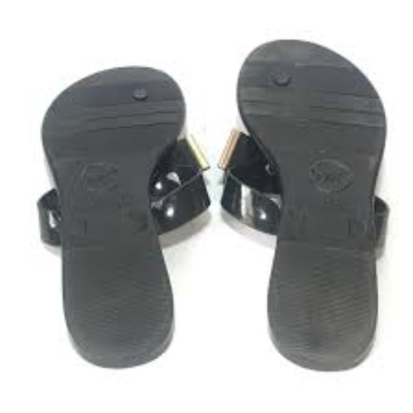 MICHAEL KORS BLACK GOLD Kayden Bow Jelly Thong Flats Sandals! SIZE 8! - Picture 6 of 7